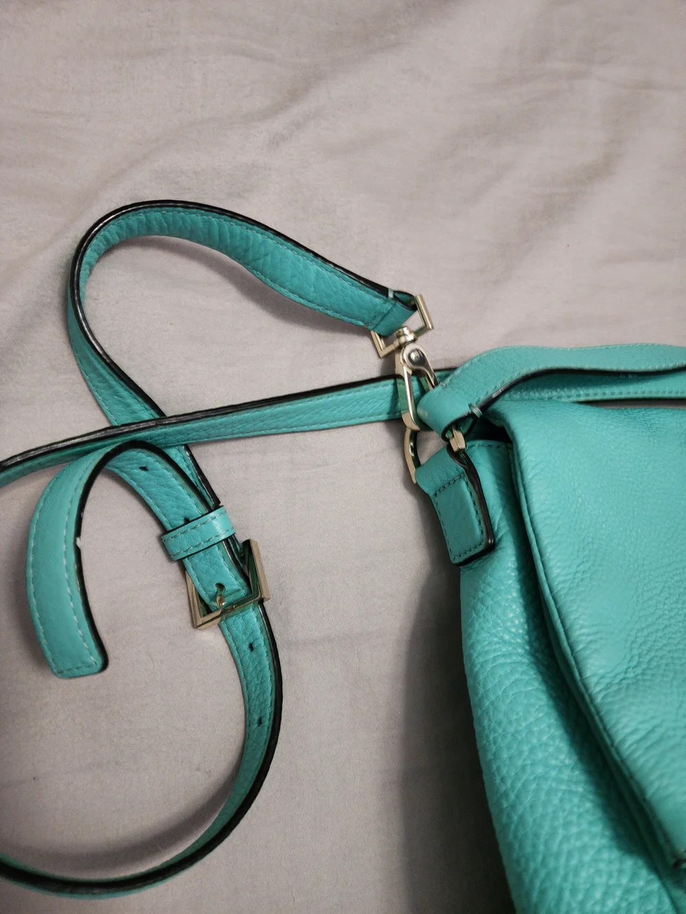 Kate Spade Turquoise Leather Fold-Over Crossbody Bag